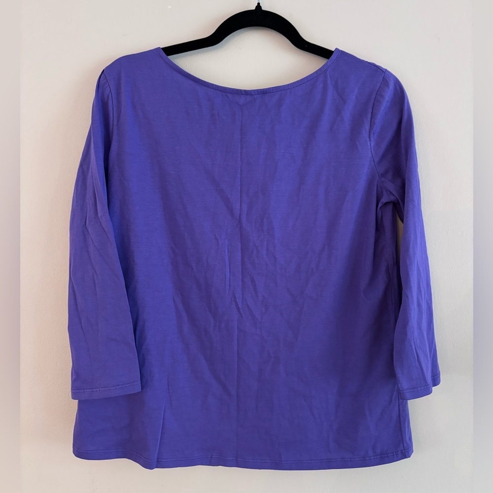 Prada Lavender Long-Sleeve Scoop Neck Top, Button Back, Size Small, 100% cotton - Picture 1 of 5